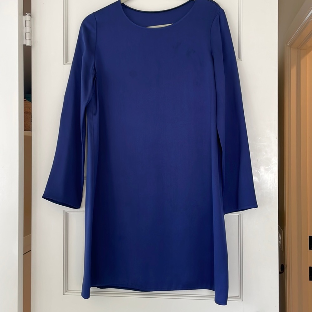 The Row Navy / Midnight Blue Silk Knee Length Dress